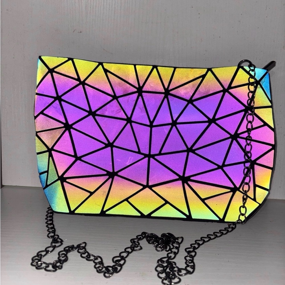 Crossbody Bag clutch iridescent prism color shift#magical#whimsygoth#fierce#rave